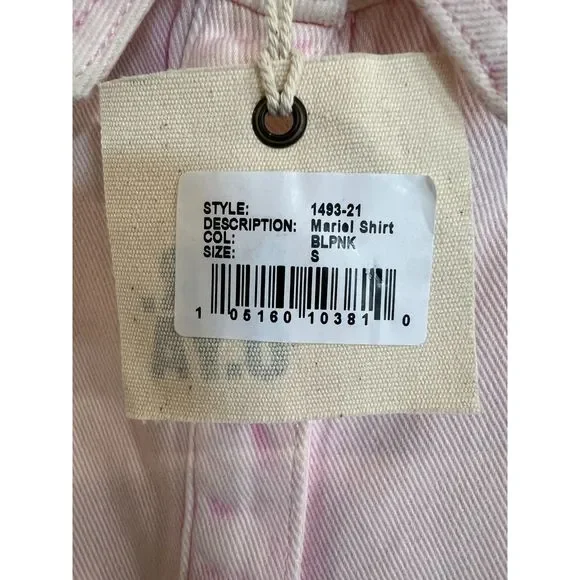 #298 NWT SER.O.YA Mariel Denim Button-Front Shirt Jacket Pink Size Small a298